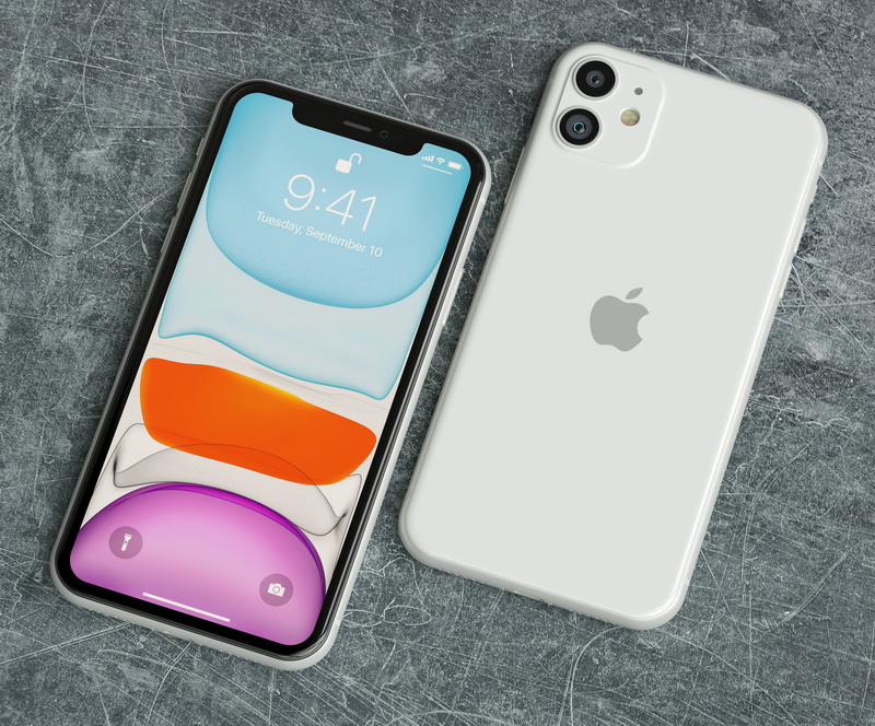 ITALY -22 SEPTEMBER, 2019: Iphone 11 smartphones on table.Iphone 11 in close up.Latest Apple Mobile iphones model.Illustrative editorial.